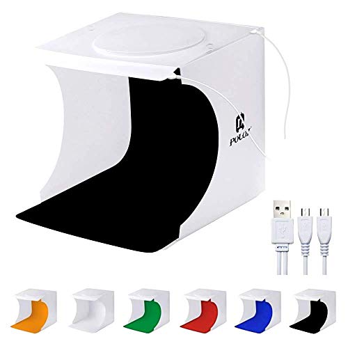 Mini Photo Studio Super Bright Photography Light Box Lightbox Portable Shooting Light Tent with 6 Colors Photography Backdrops Waterproof Background Screen Carrying Bag (20 Centimeter)