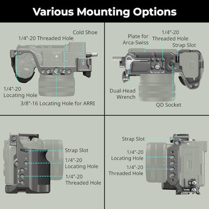 SmallRig HawkLock Quick Release Camera Cage Kit for Sony A7C II/ A7CR with Integrated Silicone Grip, Full Access Vlog Making Cage for Sony Alpha 7C II/Alpha 7CR with Cable Clamp for HDMI - style: HawkLock QR Cage