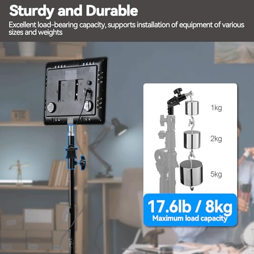 WELLMAKING 2PCS U Shape Tilt Adapter Swivel Mount Umbrella Holder Light Stand with Standard 1/4 to 3/8 inch Metal Male Screw Adapter Spigot Stud for Studio Light Stand, Hotshoe/Coldshoe Adapter