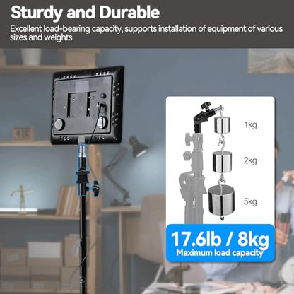WELLMAKING 2PCS U Shape Tilt Adapter Swivel Mount Umbrella Holder Light Stand with Standard 1/4 to 3/8 inch Metal Male Screw Adapter Spigot Stud for Studio Light Stand, Hotshoe/Coldshoe Adapter