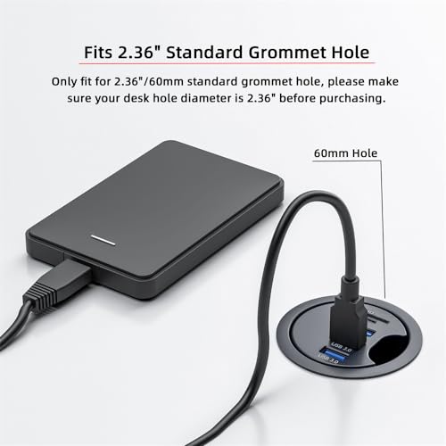 Cablecc 3 Port USB 3.0 Hub SD TF USB Splitter 60mm Desk Grommet Dock Station Micro-SD Card Reader for Desktop PC Desk(SD TF USB 3.0) - style: 3USB3.0+SDTF