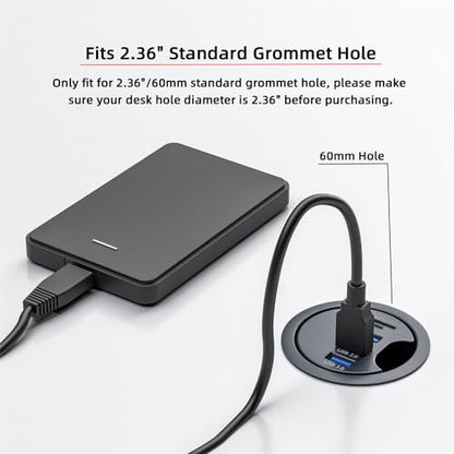 Cablecc 3 Port USB 3.0 Hub SD TF USB Splitter 60mm Desk Grommet Dock Station Micro-SD Card Reader for Desktop PC Desk(SD TF USB 3.0) - style: 3USB3.0+SDTF