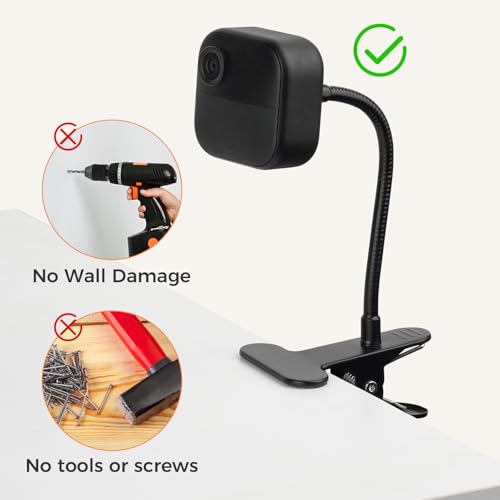 Flexible Clip Clamp Mount for Blink Outdoor 4 (4th Gen)/(3rd Gen)/Blink XT/XT2, Also for Blink Mini/Mini 2, Clip Holder with 7.8 inches Gooseneck Arm, Easy Installation Without Tools - 2Pack