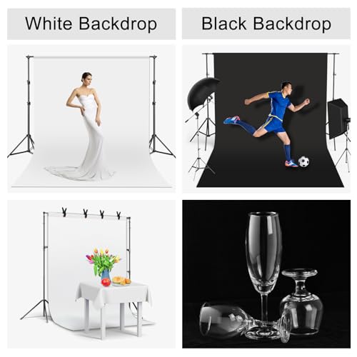 UTEBIT 6.5x10ft Black White Backdrop Screen, High Density Polyester Fabric | Pure Black White Photo Backdrop Curtain Screen with 4 Spring Clamps for Photography Photoshoot Portrait Party Video Studio - size: 6.5*10FT