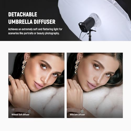NEEWER 41"/104cm Parabolic Reflective Umbrella Photography with White Inner, Soft Lighting with Diffuser Cover, Bag, Quick Fold for Camera Photo Studio Video Light Shooting Monolight Flash, NS1U - color: White, size: 41"