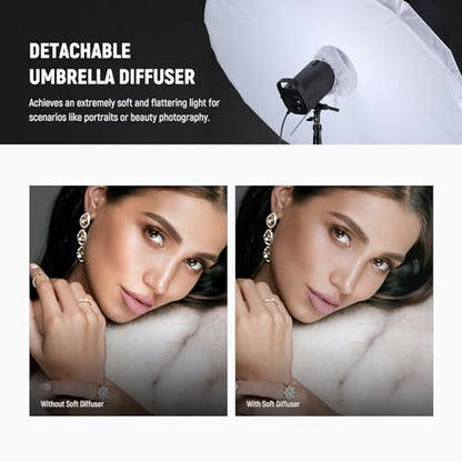 NEEWER 71"/180cm Parabolic Reflective Umbrella Photography with White Inner, Soft Lighting with Diffuser Cover, Bag, Quick Fold for Camera Photo Studio Video Light Shooting Monolight Flash, NS4U - color: White, size: 71"