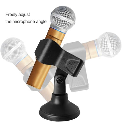 Desktop Clip On Mini Microphone Stand Holder Adjustable Portable 180 Degree Microphone Clip For Live Streaming Online Meetings Computer Chats