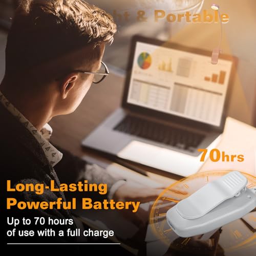 KTEBO 2 Pack Rechargeable Book Light Clip-On Reading Light for Books in Bed | 9 eye-friendly modes from 3 color temperatures and 3 brightness, USB-C up to 30 hrs - Black & White - color: Black & White