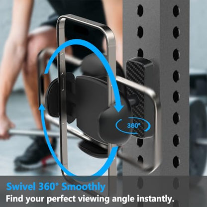 TONDA Gym Magnetic Phone Holder【Strong Magnets】 360 Adjustable Magnetic Phone Mount, Phone Tripod Holder Gym Accessories for Women Men Workout Essentials for 4-7" Smartphones