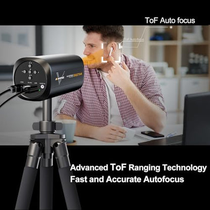 AVMATRIX FHD 4K Webcam with 1/1.28" Sensor, 10X Optical Zoom 75.4° Wide Angle ToF Auto Focus Streaming Camera with USB3.0 & HDMI Out Work with OBS Zoom Teams YouTube/Twitch/Facebook EGALE T10-4K