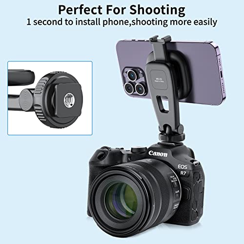 VRIG MG-03 Magnetic Phone Tripod Mount,Tripod Mount for Magsafe w Cold Shoe for iPhone 17.16.15.14.13.12 Series,Magnetic Ring Compatible with All Phones & All Cases,360° Rotation,for Tripods,Cameras - size: MG-03