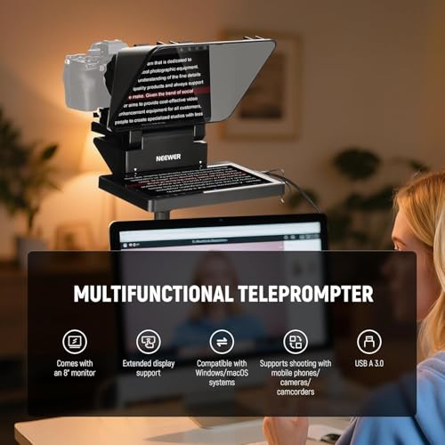 NEEWER 2 in 1 Teleprompter 11 Inch with Monitor for Windows MacOS, Supports Screen Mirroring, Portable Prompter for Camera Mobile Phone Webcam for YouTube Twitch Live Streaming Conference, X11 - style: X11
