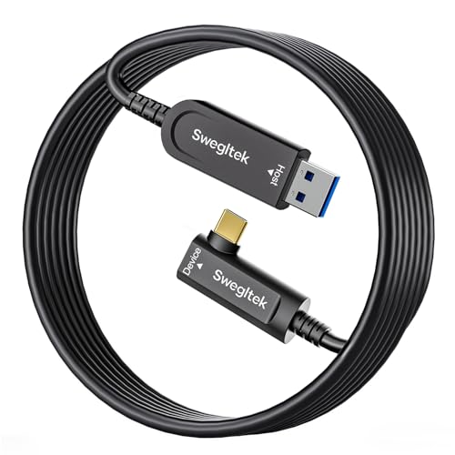 Fiber Optic USB C Cable Right Angle(50ft),10Gbps High Speed Data Transfer USB A to Type C Cable,Compatible with Cameras,Webcams,VR,AR for Collaborative Meetings,Smart Classroom,Data Center - size: 50ft, style: Right Angle