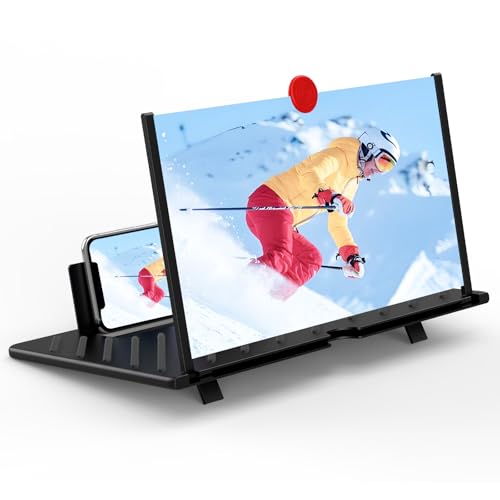 20" Screen Magnifier,3D HD Mobile Phone Magnifier Projector Screen Enlarger for Movies, Videos, and Gaming,Foldable Cell Phone Stand with Screen Amplifier,Gifts for Mom Dad(Black 20Inch) - color: Black, size: 20 inch
