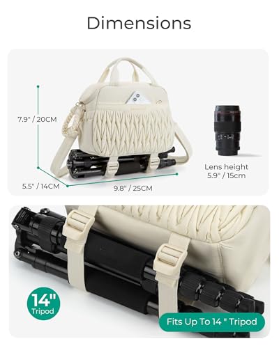 BAGSMART Camera Sling Bag, Portable Small Camera Bags for Photographers with Tripod Holder, Waterproof DSLR/SLR/Cute Camera Case for Women with Rain Cover, Compatible with Sony Canon Nikon, Camel - color: Brown