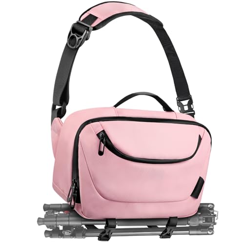 TAAOKA Camera Sling Bag,Waterproof Camera Case with Tripod Holder,Lightweight DSLR/SLR/Mirrorless Camera Bags Crossbody for photographers-Pink - color: Pink