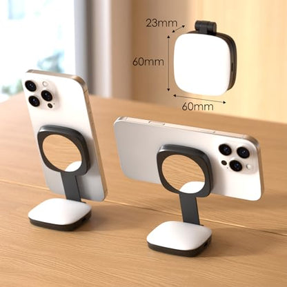 Magnetic Selfie Light Compatible with MagSafe for iPhone – Rechargeable LED Fill Light with Mirror, CRI≥95, 5 Color Temps, Foldable Ring Light - color: Black-2