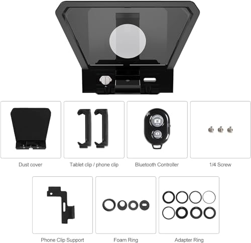 GVM Teleprompter Portable for iPad, Tablet, Smartphone & DSLR Cameras, Teleprompter Kit with Remote Control & Flexible Holder, teleprompter for Smartphone APP Compatible with iOS/Android - size: 9inch