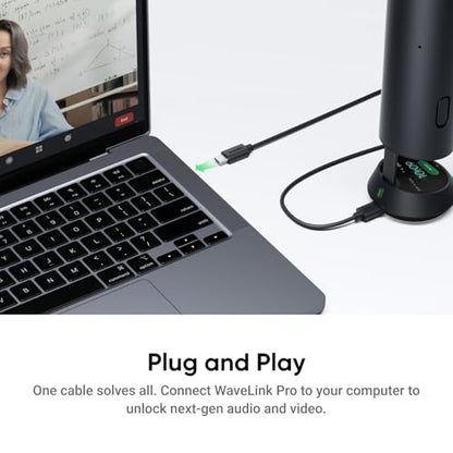 Insta360 WaveLink Pro - 4K Conference Room Speakerphone and Camera, Speaker Tracking, 5m 360° Voice Pickup, Noise Reduction, AI Transcription and Summaries, Plug & Play, Works with Zoom, Teams