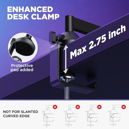 InnoGear Low Profile Mic Arm, 360° Rotatable Microphone Arm Stand Foldable Desk Mic Boom Arm with 3/8" to 5/8" Adapter for Fifine AM8 K669B Blue Yeti HyperX QuadCast SoloCast AT2020 and Other Mics - color: Black, style: 3-Axis Arm