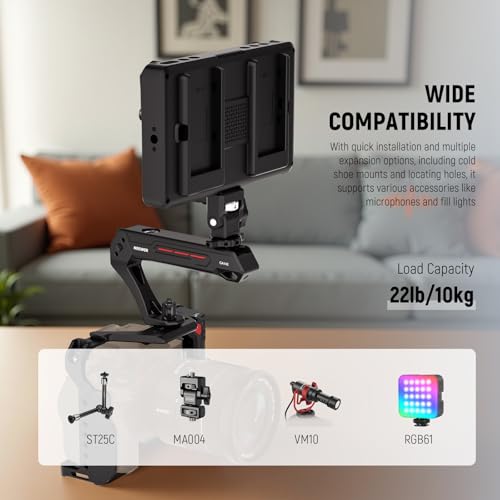 NEEWER BASIC Lightweight Camera Top Handle with 3/8" Locating Pin for ARRI, High Strength Cage Plastic Handle Grip w/ 1/4" 3/8" Screw Holes & Cold Shoe Mounts for Video Light Mic, Max Load 22lb, CA142 - style: CA142