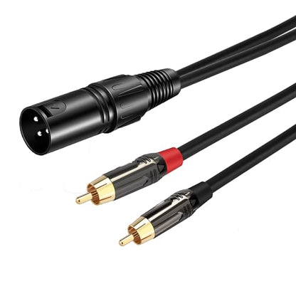 XLR to RCA Adapter Cable 3-pin XLR Male to Dual RCA Male Audio Cable Connector (3FT) Black - color: XLR Male to 2-RCA Male Cable