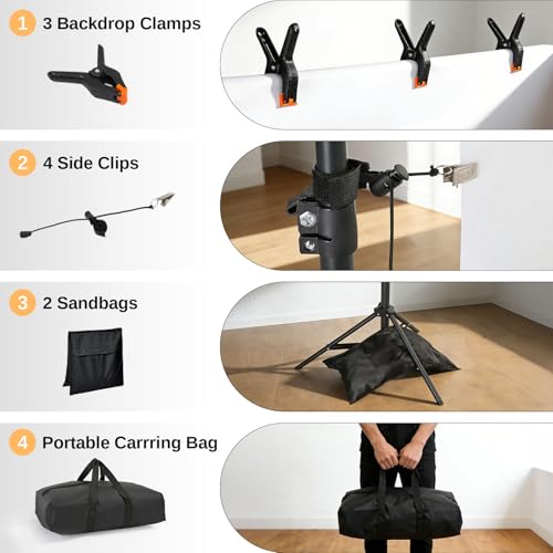 ShowMaven Backdrop Stand, 6.4ft x 10ft Adjustable Photo Background Stand with Carry Bag for Photography Photo Video Studio, Baby Shower, Birthday Party (6.4ftx10ft) - size: 6.4ftx10ft