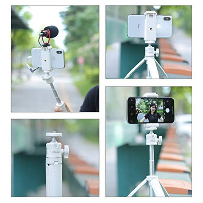 ULANZI Extension Pole Tripod, Mini Selfie Stick Tripod Stand Handle Grip for iPhone 13 Pro Max Smartphone OSMO Pocket 4 3 Canon G7X Mark III Sony RX100 DJI Osmo Nano Cameras Vlogging - color: White