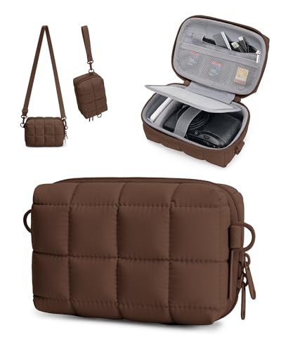 BAGSMART Digital Camera Case, Protective Puffy Camera Case with 2 Carrying Ways, Lightweight & Waterproof Small Camera Bag for Canon PowerShot G7X Mark II/III/Sony DSCW800/DSCW830 - Coffee Brown - color: Coffee Brown