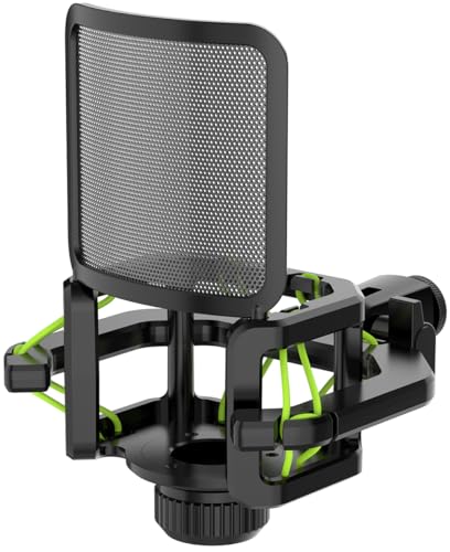 Microphone shock mount with Filter Screen Compatible with Lewitt RAY LCT-240 Pro LCT 440 Pure LCT 441 FLEX AKG C series Protruding Stems (d≤23 mm) (Green) - color: Green