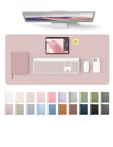 YSAGi Leather Desk Protector, Office Mat, Large Mouse Mat, Non-Slip PU Leather Blotter, Laptop Pad, Waterproof Writing Pad for Office and Home (Grayish Lavender, 35.4" x 17") - color: Grayish Lavender, size: 35.4" x 17"