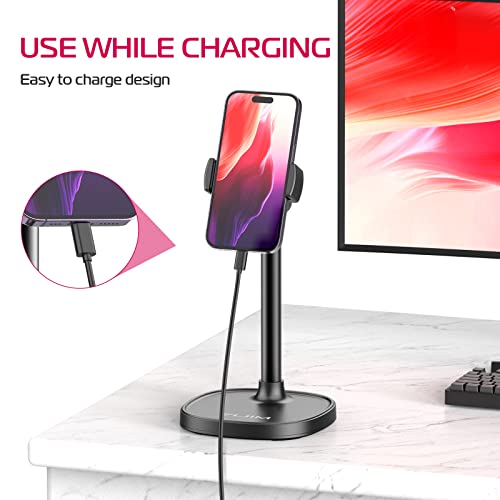 ULANZI Cell Phone Stand Mount for Desk, Vijim HP004 Adjustable Height & Angle Phone Holder, 360 Degree Rotating Desktop Phone Stand Compatible with iPhone, Samsung and All Phones - color: BLACK