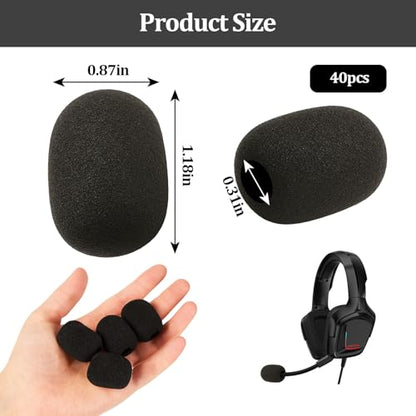 40 Pcs Lapel Microphone Windscreen,Headset Windscreen, Mic Foam Covers Lavalier Microphone Windscreen - size: 40 PCS