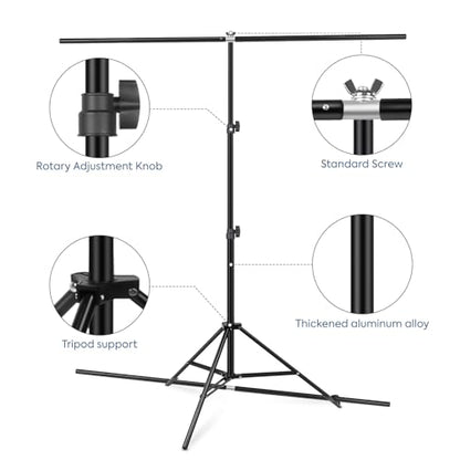 White Screen Backdrop Kit with Stand, Huzofexo 6.5x6.5ft Adjustable Stable Photography Whitescreen Support Stand Kit Chromakey Background for Photo Studio,Vedio,Product Portrait, Streaming, Gaming