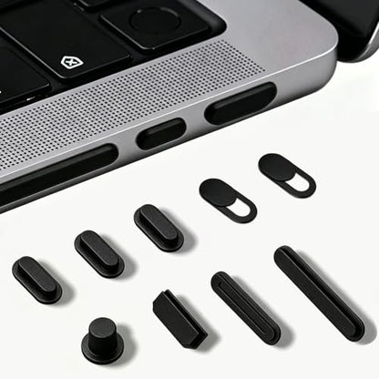 9 PCS Dust Plug Cover for 2026-2022 MacBook Air 13.6" 15.3" M5 M4 M3 M2, MacBook Pro 14 16 M5 M4 M3 M2 M1, MacBook Pro 13 M2 M1, HDMI/Thunderbolt/SD Charger/Headphone Port Cover & Webcam Cover Slide