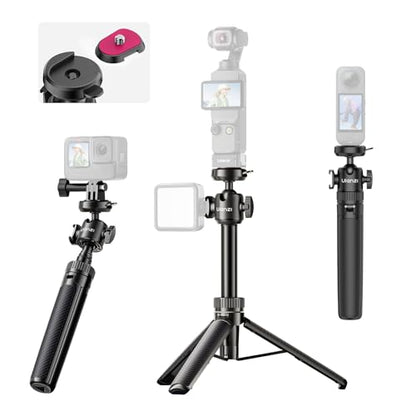ULANZI MT90 Tripod Stand Vlog Handle Grip with Cka Quick Release w Ballhead w Cold Shoe, Camera Desktop Mini Tripod for GoPro, Insta360, DJI Osmo Pocket 3 4/Action 6 5pro 4/360, Small Cameras