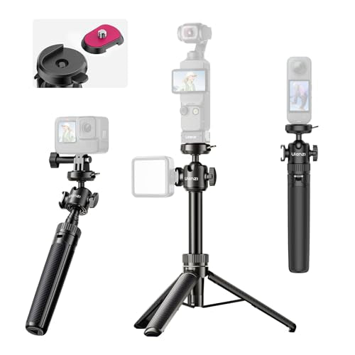ULANZI MT90 Tripod Stand Vlog Handle Grip with Cka Quick Release w Ballhead w Cold Shoe, Camera Desktop Mini Tripod for GoPro, Insta360, DJI Osmo Pocket 3 4/Action 6 5pro 4/360, Small Cameras