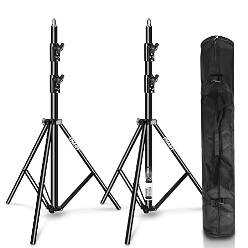 EMART 2 Pack Heavy Duty Light Stand 8.5ft, Spring Cushioned, Aluminum Construction, Photo Video Studio Tripod with Carrying Bag for Photography Lighting, Softbox, Flash - size: 2 Pack