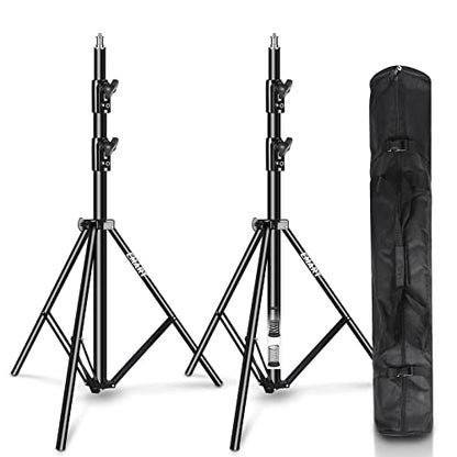 EMART 2 Pack Heavy Duty Light Stand 8.5ft, Spring Cushioned, Aluminum Construction, Photo Video Studio Tripod with Carrying Bag for Photography Lighting, Softbox, Flash - size: 2 Pack