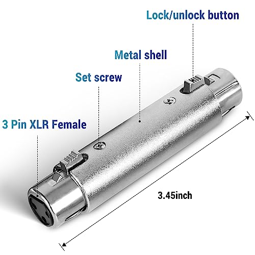 XLR Female Adapter 4 Pack, 3-Pin Gender Changer Connector, Mic Barrel Extension, Microphone Cable Adapter - color: XLR Female to Female, size: 4 Pack