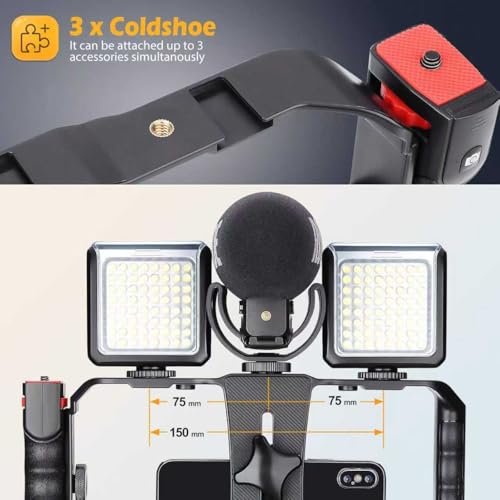 Adjustable Smartphone and PC Tablet Stabilizers and Mount with Cold Shoe for Film Maker Video Grapher Compatible with iPhone 17/1615/14/13/12/ Pro Max and Android