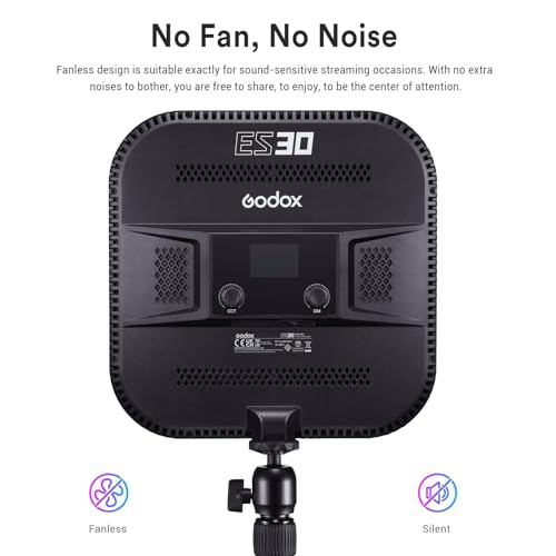 Godox ES30 Key Light, 2250Lumens Desk Light for Streaming with Extendable Desk Stand, 0-100% Brightness & 2800-6500k Color Temperature APP Control, Soft Light Panel for Streaming, Zoom Calls, YouTube