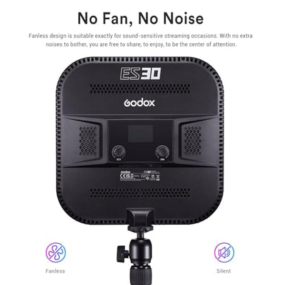 Godox ES30 Key Light, 2250Lumens Desk Light for Streaming with Extendable Desk Stand, 0-100% Brightness & 2800-6500k Color Temperature APP Control, Soft Light Panel for Streaming, Zoom Calls, YouTube