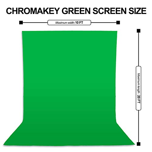 EMART Green Screen Backdrop, 10 x 20 Ft Photography Greenscreen Background Sheet Fabric Kit for YouTube Video Streaming Zoom, Small Photo Chromakey Muslin Cloth Curtain with 4 Clip - color: Green, size: 10 x 20 Ft
