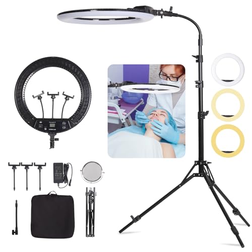 19 inch LED Ring Light Kit for Studio Portrait Photography, YouTube Video Recording, Live Streaming, Eyebrow Tattooing, Eyelash Beauty, Beauty Makeup and Lighting