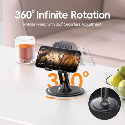 Adjustable Phone Stand for Desk, 360° Rotating Foldable Mobile Phone Holder, Sturdy Office Desk Accessories for All iPhone & Samsung Galaxy Models - color: Desktop Phone Holder