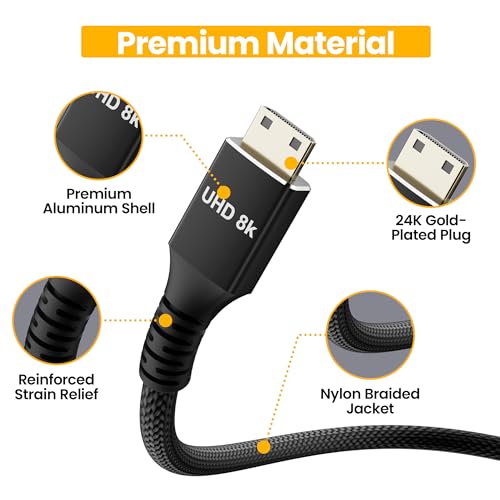 8K Mini HDMI to HDMI Cable 6FT, Bidirectional, 8K@60Hz, 4K@120Hz, Braided & Aluminum Shell, Compatible with Camera, Camcorder, Portable Monitor, Laptop, Tablet, Graphics Card, Raspberry Pi Zero W - size: 6FT, style: Straight angle