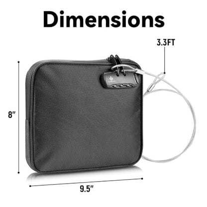KOSMCCO Beach Locking Bag, Portable Safe, 9x7.5 Inch, Black | Anti-Theft Design, Security Cable Included, Holds Phone Wallet and Keys, Ideal for Beach Pool Cruise and Travel - color: Black