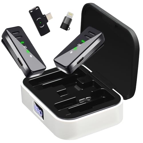 Wireless Lavalier Microphone for iPhone iPad Android - USB C Charging Case, Lapel Mic for Live Streaming, Video Recording, YouTube, Interviews, Meetings & Vlogging