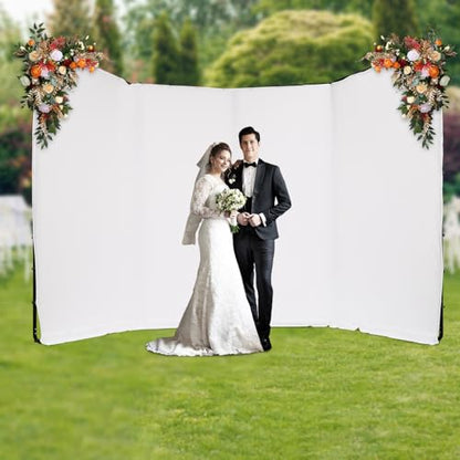 7.87ft x 13.12ft White Screen Backdrop with Stand, 4-Panel Collapsible Portable Photo Background Screen with Carry Bag for Studio Photography, Live Streaming, Video Shooting, Gaming (White) - color: White